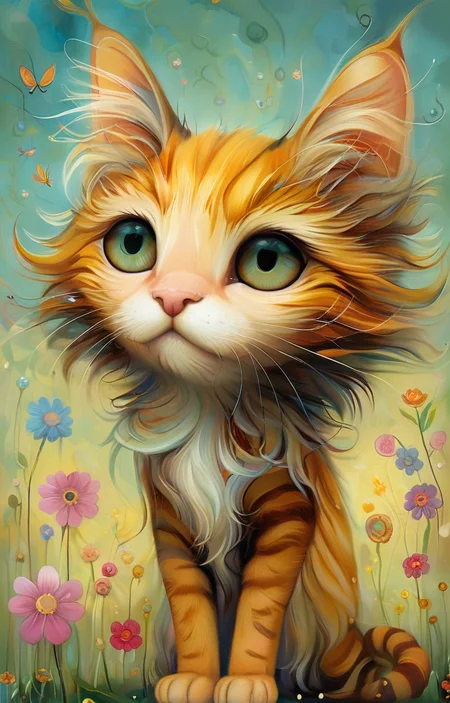 masterpiece,best quality,<lora:tbh158-sdxl:1>,illustration,style of Jeremiah Ketner, cute Mainecoon cat