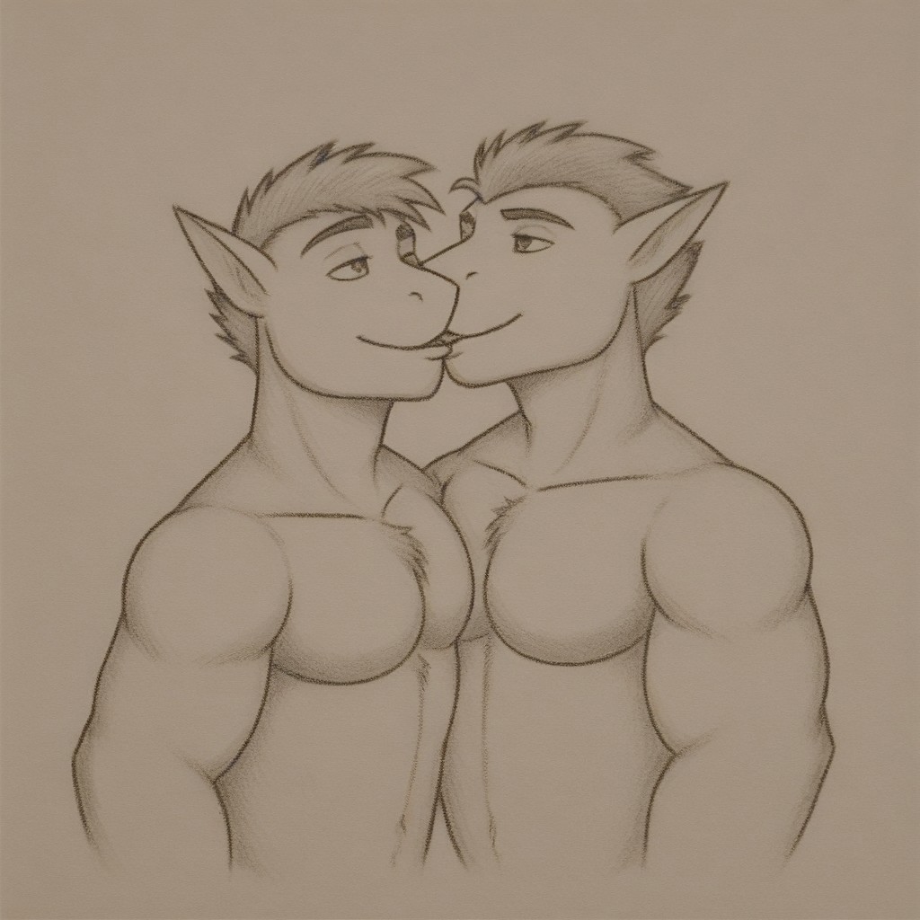 Sotamusora art, Sotamusora_Artstyle, Sotamusora Artstyle, anthro shark, handsome, bara, shirtless, chest hair, manly, gay kiss, gay male focuse, romantic kiss, out near a forest