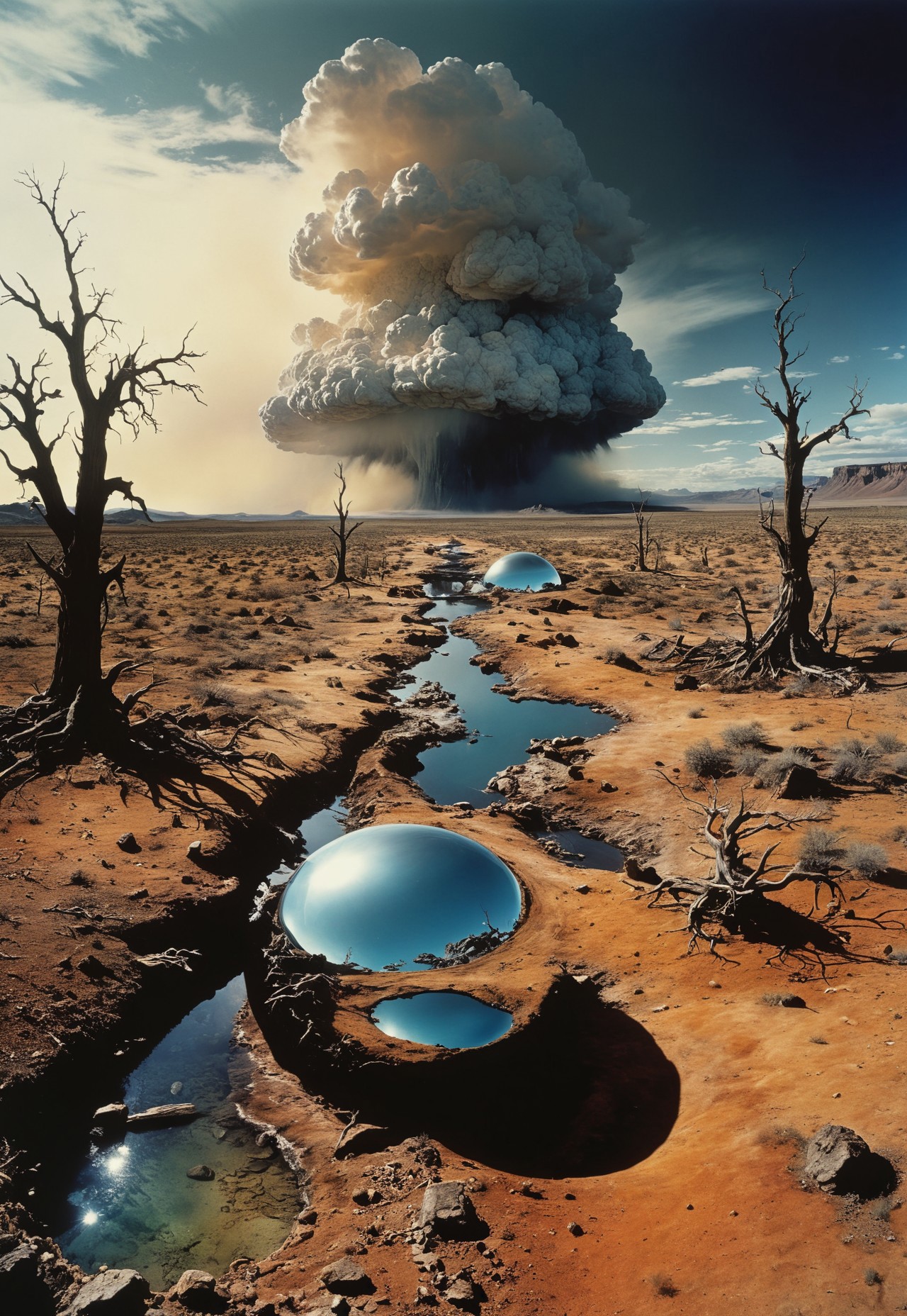 highly detailed and hyper realistic.

a panoramic wide angle shot of a complex, beautiful, otherworldly, epic landscape,  translucent, melancholic, twisted, flawless, poetic, by Karel Thole, John Harris, Lee Friedlander, Ralph Steadman.

highly dramatic lighting, finest details, maximized details, ultimate detail level, masterpiece, best quality.