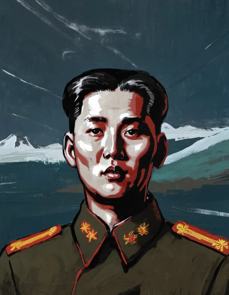 surreal painting of North Korean propaganda, dark theme, abstract painting background, <lora:DiscoDeliriumXL-v1.2:1>