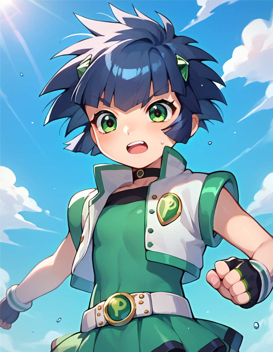 score_9, score_8_up, score_7_up,  1girl, source_anime, solo focus, kaoru transformation,   Defensive Shield with Counterattack: Raise your shield in front of you and deliver a swift counterattack demonstrating defensive prowess and offensive skill. <lora:Kaoru-50:1>