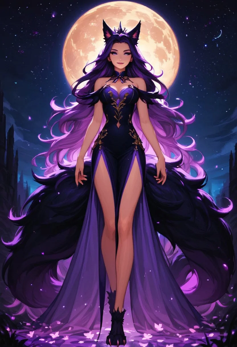 score_9, score_8_up, score_7_up, score_6_up,masterpiece,8k,high res, pixel art,(ais-ghostly:1.1),(1 human girl:1.2), (long wolf ears:1.4),(long fluffy tail:1.3),(long wild hair),(tricorne hat),beautiful face,detailed face,(dark purple eyes),shining eyes,(dark purple hair),tranquil expression,(slim figure),bright white robes,holding long sword,swordmaster robe,exposed legs,walking,skinny,(big hands),(beast hands:1.1), (long legs),(paw feet),(night time,starry sky,full moon,dynamic lighting,strong winds)..
In the dimly lit chamber, the enchantress' eyes sparkled with a tantalizing promise, their depths shimmering like twin stars. Her gaze, intense and mesmerizing, held the power to captivate and ensnare. The soft glow of the firelight played across her delicate features, highlighting the allure of her enigmatic smile. Draped in flowing, ethereal robes that clung to her graceful form, she moved with a fluid elegance that seemed almost otherworldly. Each glance she cast was a silent invitation, filled with the unspoken allure of secrets and desires yet to be revealed. The air around her thrummed with a subtle, magical energy, as if the very atmosphere responded to her presence. Those who met her gaze felt a magnetic pull, drawn into the spellbinding promise of her eyes, unable to look away.