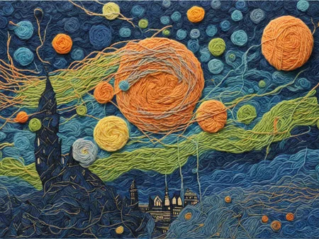 The Starry Night Yarn art style <lora:SDXL_Yarn_Art_Style:1.0>