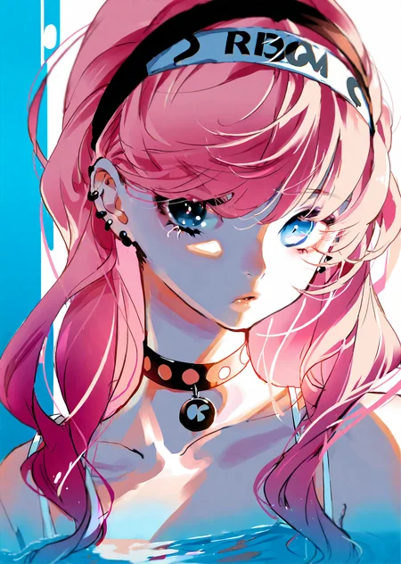 by ajimita,
blue poison \(arknights\), blue poison \(shoal beat\) \(arknights\), 1girl, solo, blue eyes, pink hair, choker, portrait, white background, pink choker, hairband, earrings, jewelry, looking at viewer, simple background, long hair, official alternate costume, hair over one eye, braid, bangs, o-ring choker
extremely beautiful detailed piercing eyes,
cinematic scene, scenery, detailed background, masterpiece, best quality, high quality, highres, absurdres, very detailed, high resolution, sharp, sharp image, 8k, vivid, colorful, stunning, anime