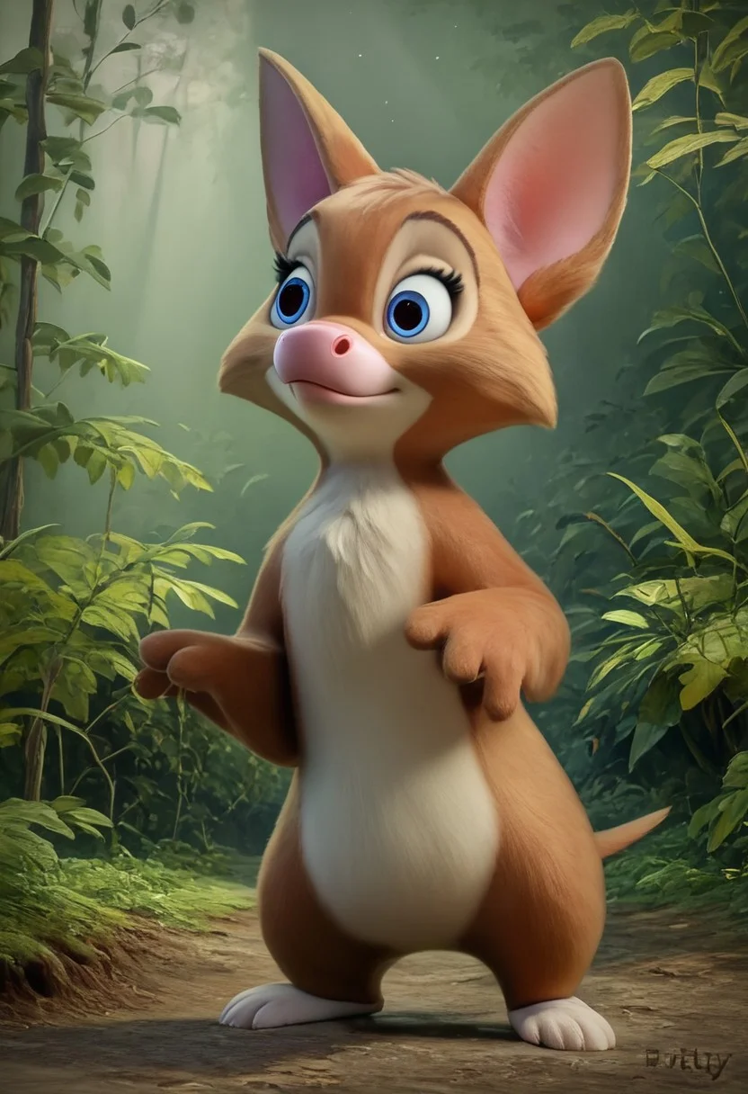 score_9_up, score_8_up, score_7_up, Score_PnyReal, volume, 3d, painterly, realistic, ultra-detailed, great quality, high resolution, (((8k))), (sharp detailed:1,4) no smooth detailed. Background: forest. Foxglove bat, anthro, solo, full body view. closed mouth, cuteness, fluffy, detailed face, (very detailed face:1.4), detailed body, (very detailed body:1.4), detailed background, (very detailed background:1.4). Style: cartoon, Disney.