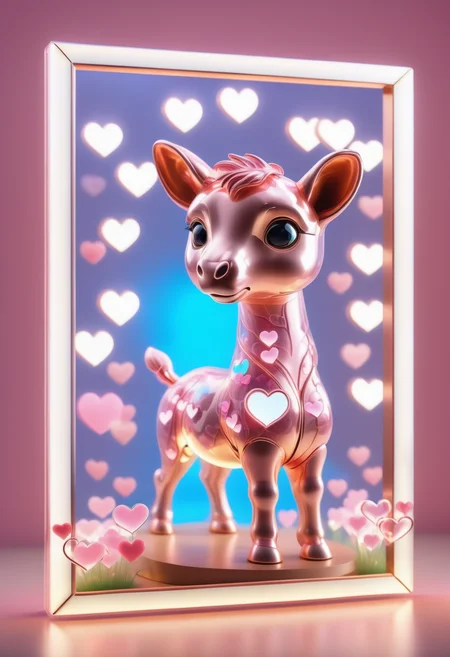 a picture frame made out of Jed-ANC <lora:ArtNouveauCopperStyle:0.9> with a picture of a cute zhibi domestic animal <lora:zhibi:0.8> made out of reij-trnsprnt filled with reij-hrts belight by reij-glw <lora:heartglow-000006:1>, cuteness overload, in a fantasy landscape, hairy, action pose, ruff, cherry blossom and mossy rock background, at golden hour, wide view, land art, natural lighting, highly enhanced, imposing, magical, luxury, intense, beautiful, adorable,