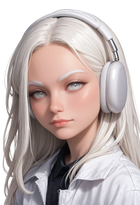score_9_up, score_8_up, score_7_up, wireless headphones, 1girl, white hair, white eyebrows, white eyes, pale white skin, white background, <lora:WirelessHeadphones:0.7>