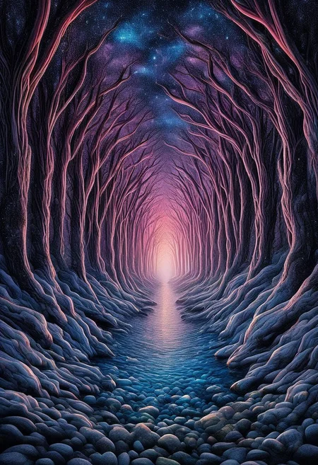 "Produce a hyper-realistic photograph of a surreal, dreamlike ocean scene. The water is crystalline and reflects a kaleidoscope of colors from the aurora borealis above. Ethereal marine creatures, such as bioluminescent jellyfish and fantastical fish with shimmering scales, swim gracefully through the air as if it were water. The shoreline is composed of fine, glowing sand, and the waves themselves are delicately woven with threads of light, creating an enchanting, otherworldly ambiance."