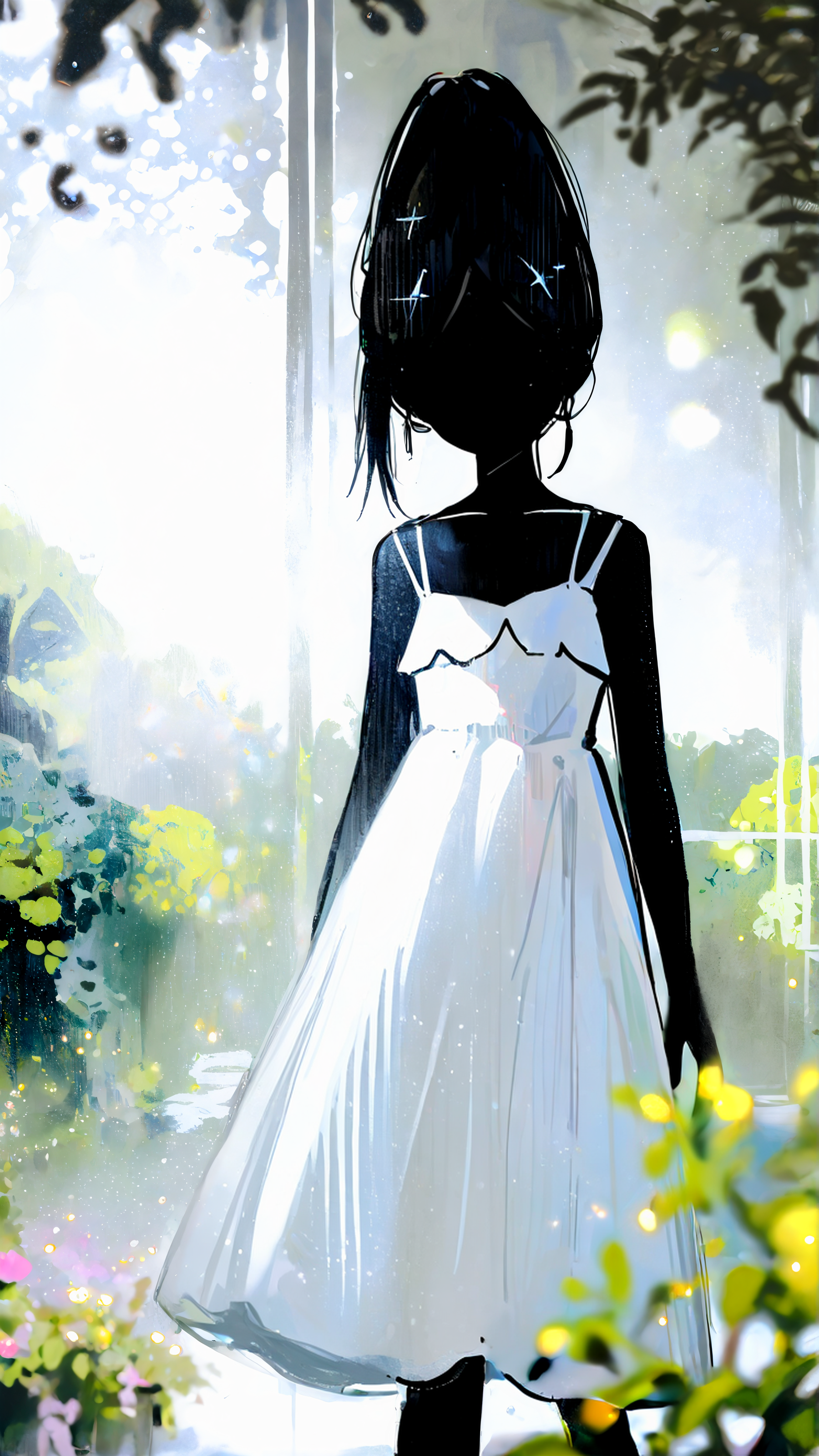 masterpiece, newest,absurdres,incredibly absurdres, best quality, amazing quality, very aesthetic, volumetric lighting, abstract, 
light particles, 1girl, blurry foreground, sundress, garden, beehive, 
<lora:CHOo_illu:1> CHOo1NE_illu,