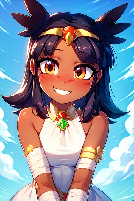 score_9, score_8_up, score_8, medium breasts, cute, eyelashes, BREAK, , zzToto, dark skin, 1girl, blush, black hair, jewelry, sky, day, bandages, white dress, sleeveless dress, <lora:Toto_Takatsu_PDXL:0.8>, , BREAK, looking at viewer, smile, upper body, leaning forward, head tilt, embedding:zPDXL, Expressiveh, <lora:theButcherXPDXL:1.0>, <lora:CatalystStylePDXL:0.6>, <lora:SDXLFaeTastic2400:0.5>, <lora:Expressive_H-000001:0.4>,