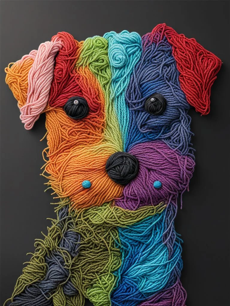 A cute dog Yarn art style <lora:SDXL_Yarn_Art_Style:1.0>
