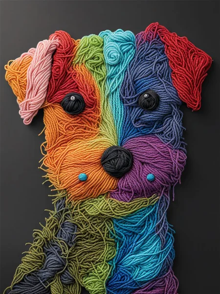 A cute dog Yarn art style <lora:SDXL_Yarn_Art_Style:1.0>