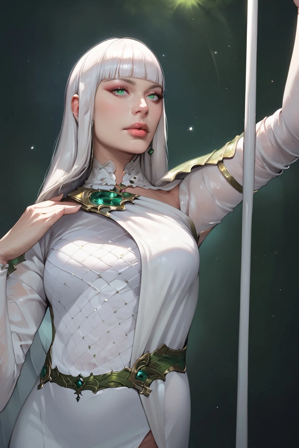 <lora:Moonmaiden_Selune_v2_Baldurs_Gate_PONY_XL_by_UOC:1>
score_9, score_8_up, score_7_up,derpibooru_p_95,
selune,
selune \(baldurs gate goddess\),
goddes selune \(baldurs gate goddess\),
1girl, solo, long hair, breasts, bangs, dress, green eyes, white hair, blunt bangs, white dress, lips,