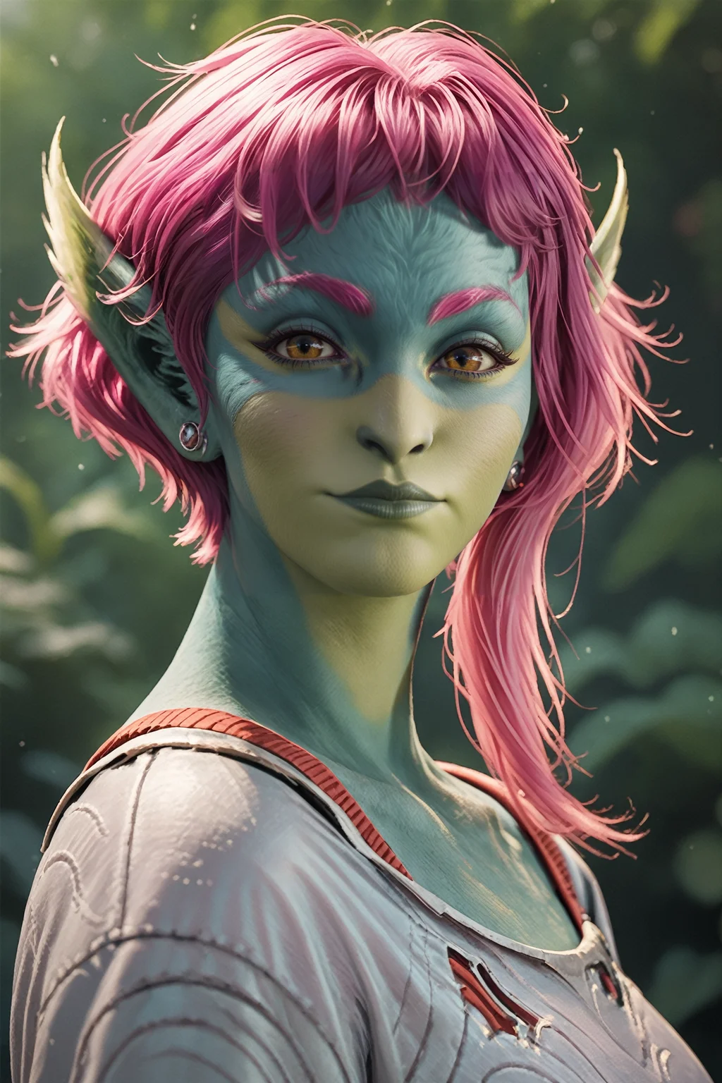 score_9, score_8_up, score_7_up, score_6_up
<lora:CITZ:0.8>
CITZ, 1girl, alien, pink hair, short hair, green skin, pointy ears, looking at viewer, portrait