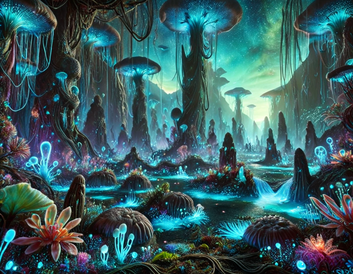 cinematic still alienlandscapeslora . emotional, harmonious, vignette, 4k epic detailed, shot on kodak, 35mm photo, sharp focus, high budget, cinemascope, moody, epic, gorgeous, film grain, grainy, alienlandscapeslora, Alien Landscape, ethereal bioluminescent plants, floating mountains, vibrant colors, surreal and otherworldly, intricate alien flora and fauna, mysterious atmosphere, alienlandscapeslora, intricate, elegant, highly detailed, wonderful atmosphere, sweet, sharp focus, cinematic, complex, fine composition, ambient light, dynamic background, vibrant colors, radiant, magic, professional, extremely detail, beautiful, winning, enhanced, gorgeous, creative, positive, pure, color, glowing, attractive, coherent, cute, best, surreal