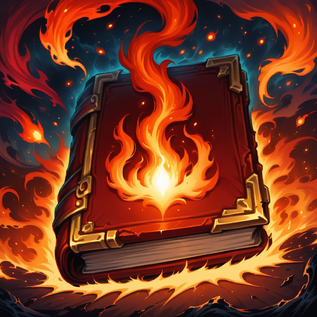 ((masterpiece, best quality)), high resolution, highly detailed, 32k picture,
zzmagicbook, 
red book, glowing, fire symbol,