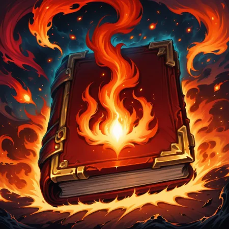 ((masterpiece, best quality)), high resolution, highly detailed, 32k picture,
zzmagicbook, 
red book, glowing, fire symbol,
