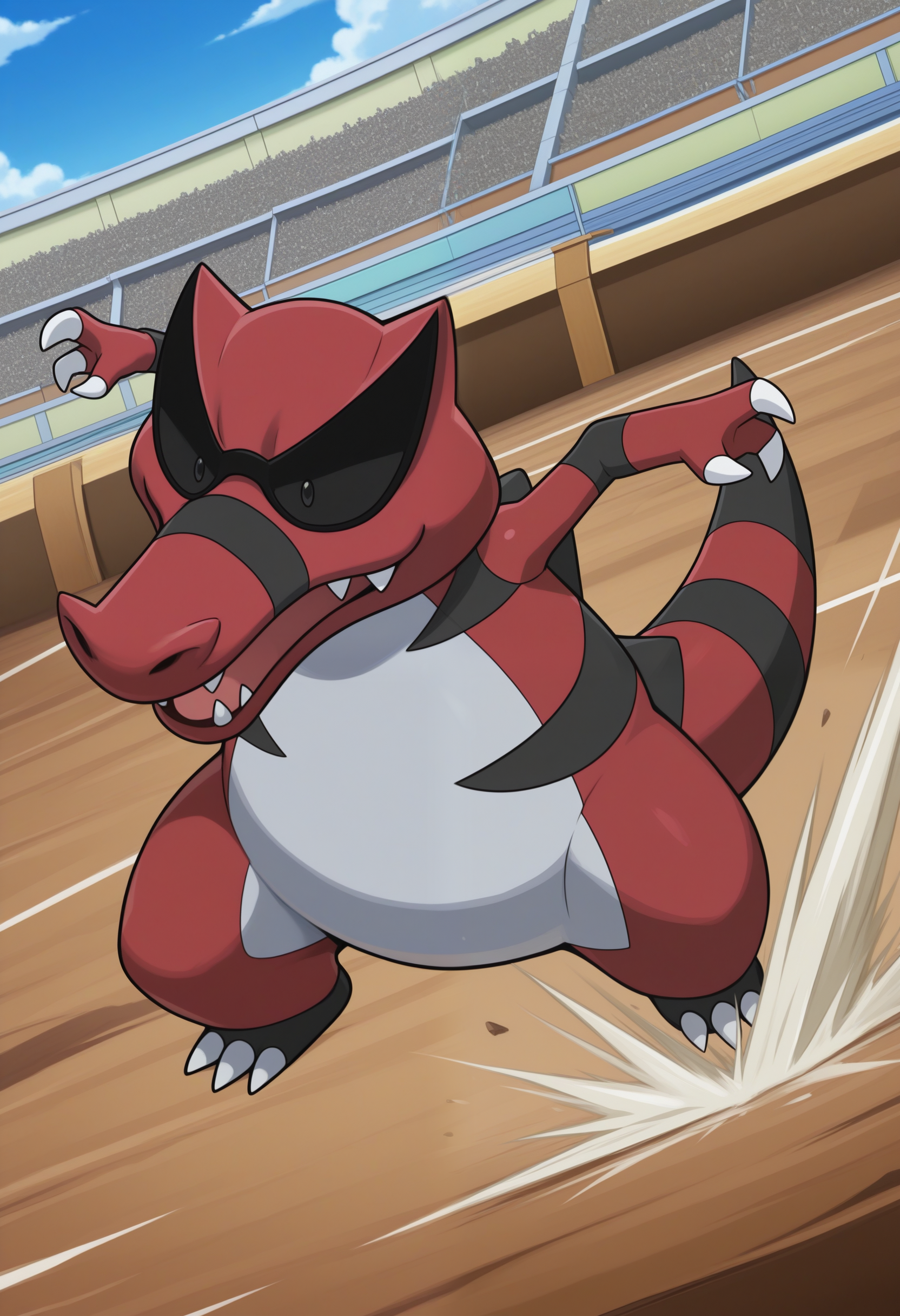 masterpiece,best quality, amazing quality, 1boy, solo, kr00k, pokemon (creature), full body, attack,