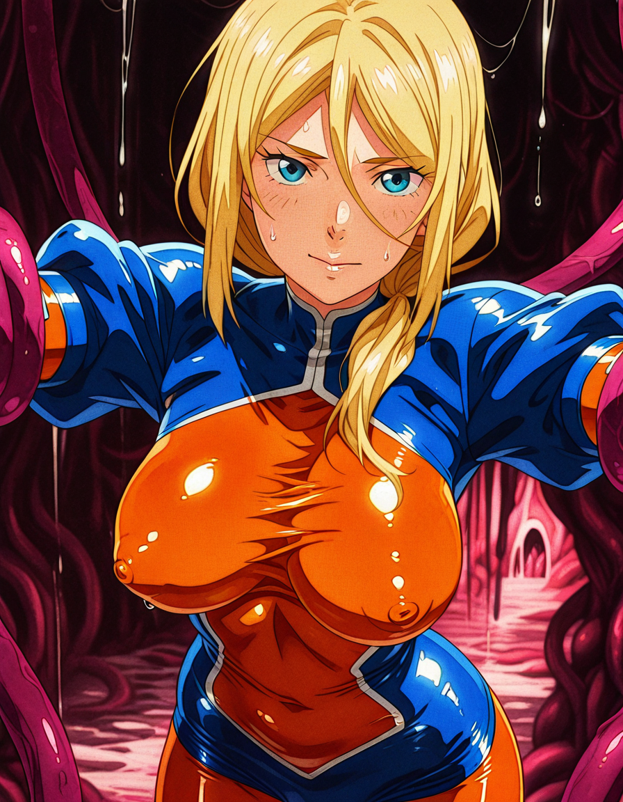 masterpiece,best quality,amazing quality,very aesthetic,high resolution,ultra detailed,perfect details,
<lora:mai_tk_rosalia:1>,mai_tk,mai_tk_rosalia,1girl,solo,blue_eyes,large_breasts,blonde_hair,long_hair,low_ponytail,bodysuit,skin_tight,orange_bodysuit,spandex,gloves,
standing,upper body,:),anime screenshot,looking at viewer,tentacle pit,
1girl,short shorts,<lora:retro_scifi_artstyle:1.5>,retro_artstyle,