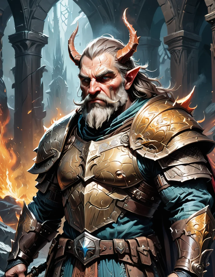 modelshoot style, (extremely detailed 8k wallpaper), a photo of a a serious looking dwarven cleric wearing adamantine armour. dungeon. fantasy concept art. moody epic painting by james gurney, and alphonso mucha. artstationhq. painting with vivid color. ( dragon age, witcher 3, lotr ) <lora:add-detail-xl:0.4>, <lora:xl_more_art-full_v1:0.4>, Intricate, High Detail, dramatic