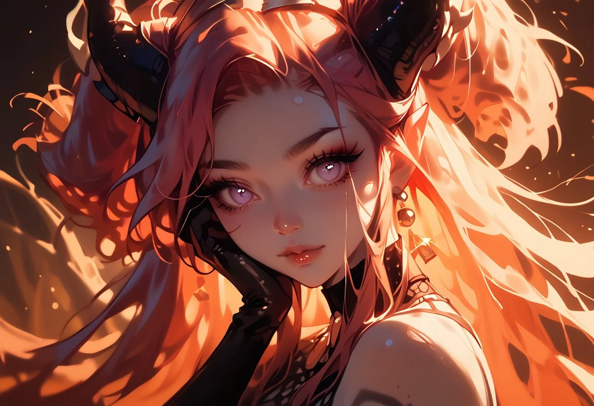 (score_9, score_8_up, score_7_up, score_6_up, 1girl, solo, embedding:zPDXL), Nemesis: A wavering mist takes form, elongating into dark tendrils. Her hair flows like an inky black mist, her eyes a swirling bright magenta. Her form is that of a beautiful woman, hourglass figure, (tiefling with black skin), (in the abyss),skyaboveme