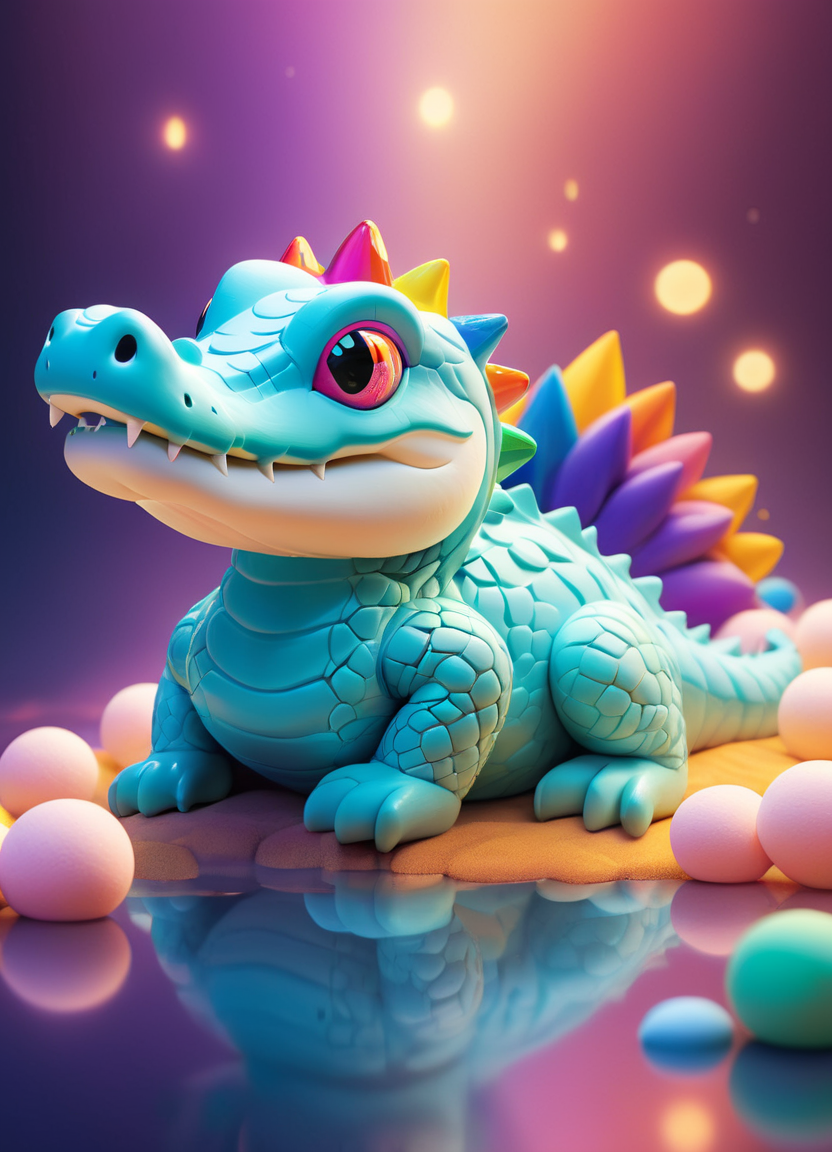 Abstract style a Marshmallow alligator, colorful, magic, clear focus, beautiful, highly detailed, dramatic light, cinematic, intricate, elegant, sharp, perfect, rich deep colors, inspired, innocent, shiny, brilliant, epic, fine, awesome, symmetry, illuminated, pretty, amazing, creative, polished, complex, color, fancy, extremely enhanced, iconic, wonderful, lucid
 <lora:MarshmallowXL:.75>, , <lora:FILM_PHOTOGRAPHY_STYLE:0.25> . Non-representational, colors and shapes, expression of feelings, imaginative, highly detailed