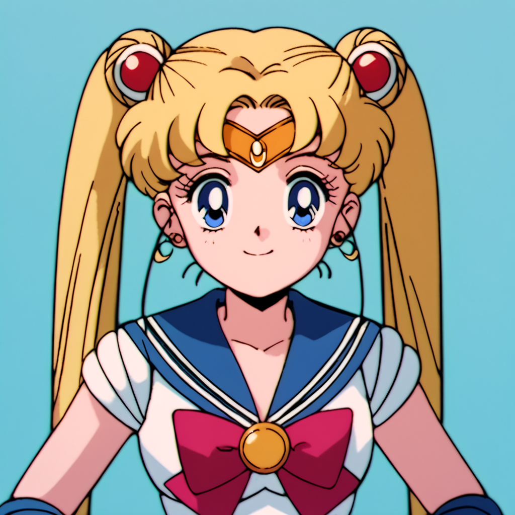 score_9, score_8_up, score_7_up, score_6_up, score_5_up, score_4_up, source_anime, , Sailor_Moon, blonde hair, blue eyes, twintails, sailor senshi uniform, blue sailor collar, , soft smile, standing, hands on hips