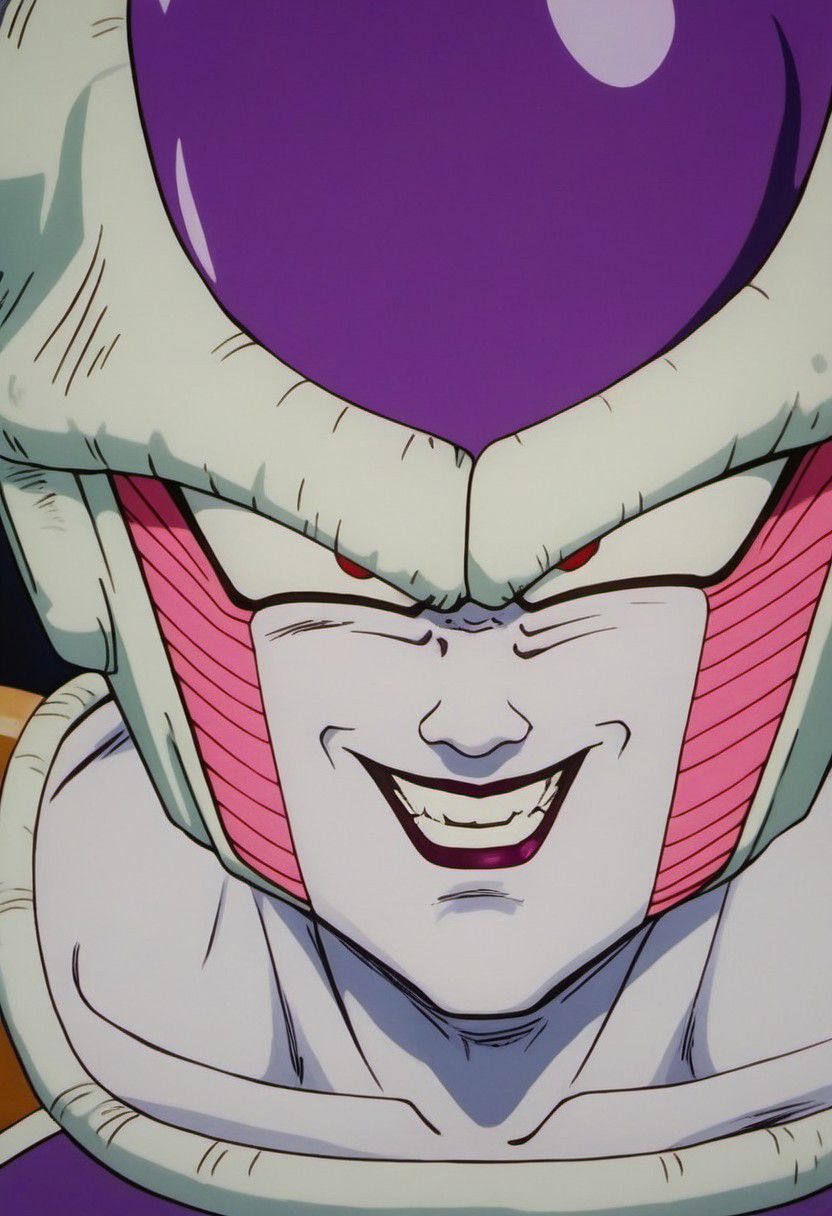 2D Close Portrait , (best quality, masterpiece, detailed, highly detailed face) Freezer Armor Smile