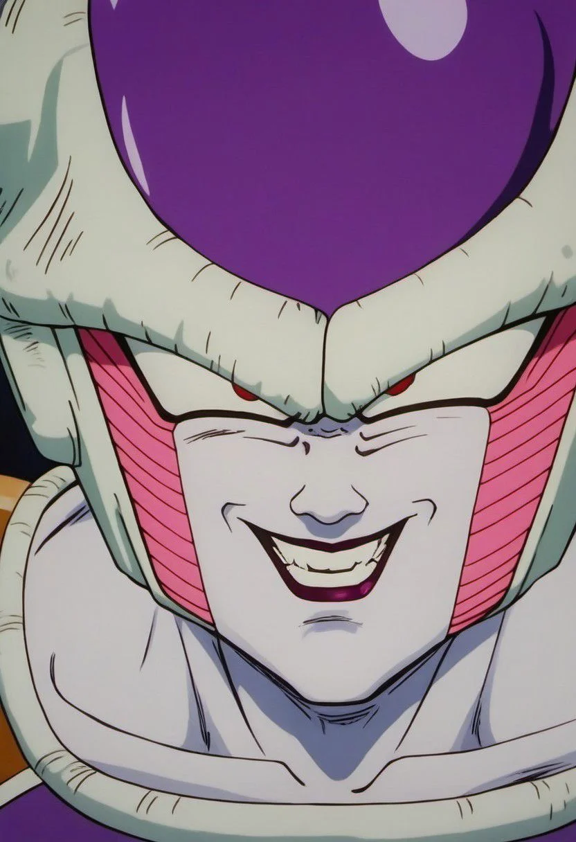 2D Close Portrait , (best quality, masterpiece, detailed, highly detailed face) Freezer Armor Smile