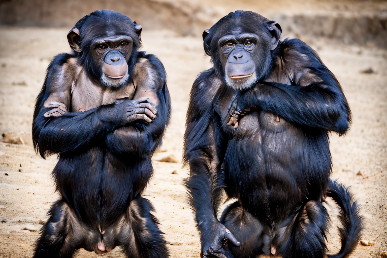 desert landscape (masterpiece, best quality:1.2), ultra-detailed, EdobChimpanzee group of chimpanzees, (realistic:1.5), <lora:EdobChimpanzee_v1.0:1>
