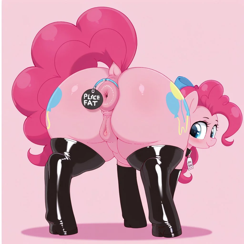 pinkie pie, earth pony, pony, g4, anus, balloonbutt, bow, butt, collar, cute, dock, female, hair bow, high res, large butt, nudity, pet tag, plot, ponka anal rodeo, ponut, presenting, presenting butt, redraw, scene interpretation, simple background, solo, solo female, stupid sexy pinkie, tail, the ass was fat, vulva,full body,raised tails,4legs,stockings, latex,large butt, round butt, fat butt, thick thighs