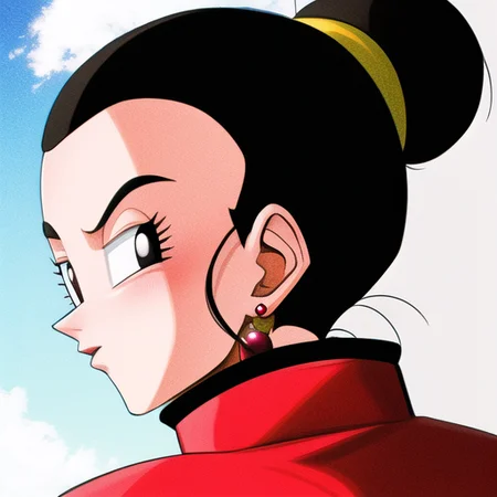 <lora:Chichi_DBZ:0.5>, Chichi_DBZ, black_eyes, black_hair, hair_bun, big_breasts, jewelry, earrings, ponytail