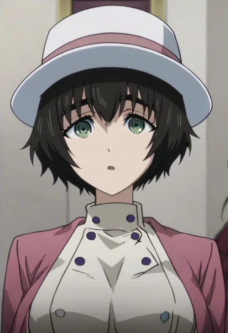 source_anime, official anime artwork, screencap, anime screencap, best quality, <lora:Mayuri_Shiina:1>solo girl, green eyes, thick eyebrows, Mayuri coat, white headwear, ,,,,,,,,,,,,,,,,,anime coloring, anime screencap, 1girl,Solo ,, anime,PUFFY nipple,huge breasts,,,official art, Uncensored ,Unedited ,,,,,,,,,,,,,,