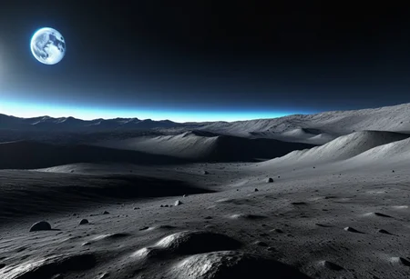 Concept Photo, The Surface Of The Moon, earthrise, ground level POV, a smooth scale texture, which is very realistic, 3D Game Cinematic Feel, Epic 3D Videogame Graphics, Intricately Detailed, 8K Resolution, Dynamic Lighting, Unreal Engine 5, CryEngine, Trending on ArtStation, HDR, 3D Masterpiece, Unity Render, Perfect Composition