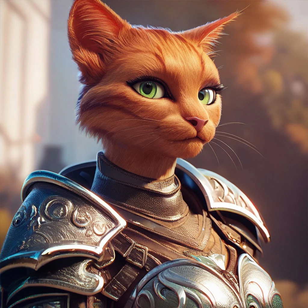 (((beautiful, detailed, high quality))), upper Body, score_9, score_8_up, score_7_up,
tabaxi, tabaxi cat,
1girl, ginger fur, green eyes, armor,
looking at the viewer, posing, blurred background, blurred fantasy background,
