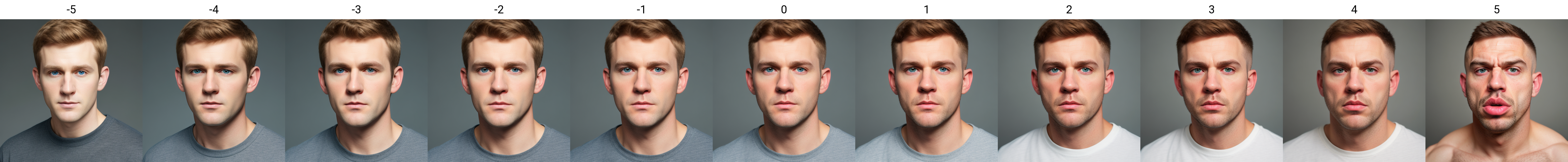 a white man, short hair, face portrait photo, black t-shirt, looking at viewer, simple background, grey background <lora:lip_slider_v7_000000120:-5>