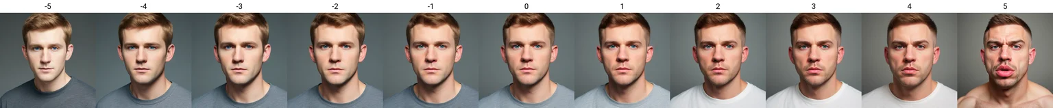 a white man, short hair, face portrait photo, black t-shirt, looking at viewer, simple background, grey background <lora:lip_slider_v7_000000120:-5>