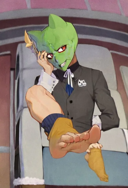 TheMask1024,cat boy,
Boy wearing socks on feet,
smooth top of head
