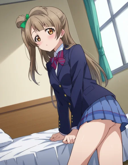 score_9, score_8_up, score_7_up, source_anime,
kotoriminami, <lora:kotori-minami-s1-ponyxl-lora-nochekaiser:1>,
kotori minami, brown hair, brown eyes, one side up, hair ribbon, ribbon, long hair,
blazer, blue skirt, jacket, otonokizaka school uniform, pleated skirt, school uniform, winter uniform,
indoors, bed, bed room, on side, blush, drunk,
looking at viewer, dutch angle, cowboy shot,