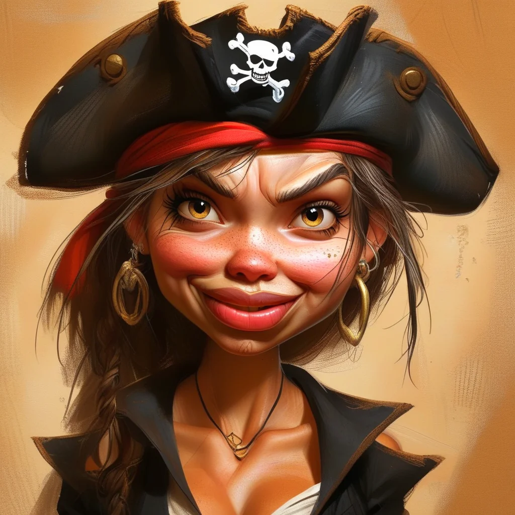 caricart pirate girl<lora:caricart:1>