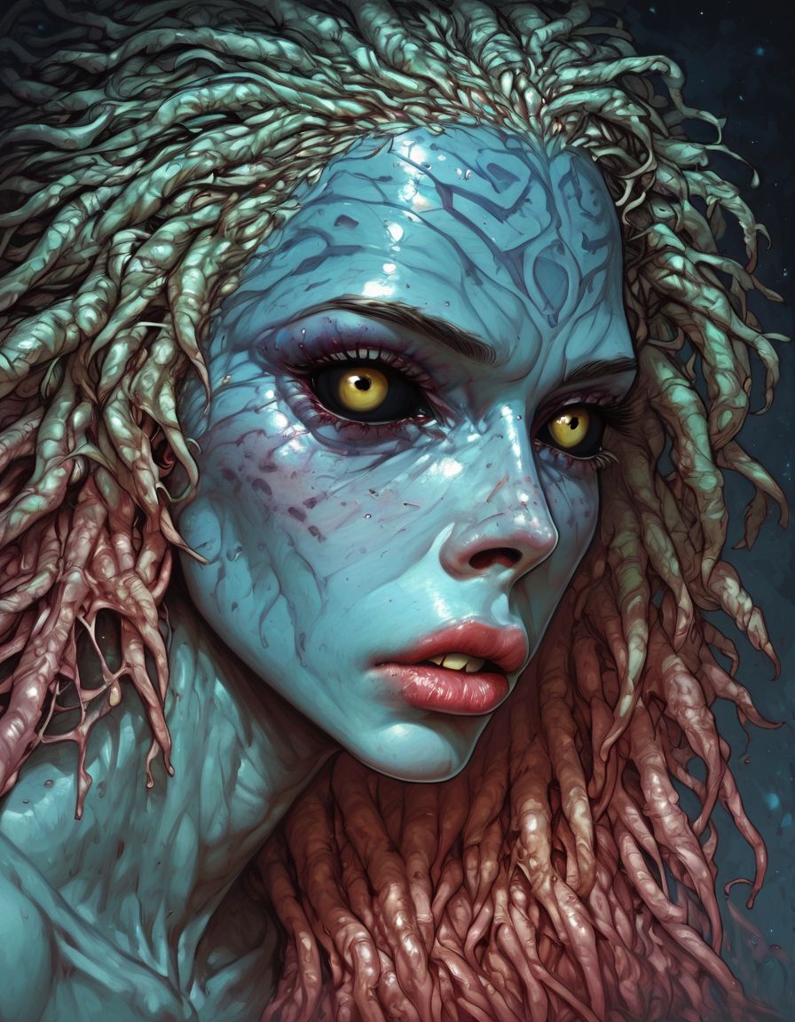 score_9, score_8_up, score_7_up, score_6_up, Expressiveh, very aesthetic, highly detailed, intricate, g0thicPXL, d3t51l3dXLP, s1_dram, eyedetailxl, bettereyes, detailed_eyes, by boris valejjo, by serpieri, close-up portrait, solo female alien, tentacle hair, compound eyes, large eyes, tiny nose, puffy lips, colored skin, turquoise, prominent cheekbones, black sklera, <lora:Pony\cutesexyrobutts_style_xl_goofy.safetensors:0.5:0.5> <lora:Pony\Concept Art Twilight Style SDXL_LoRA_Pony Diffusion V6 XL.safetensors:0.35000000000000003:0.35000000000000003> <lora:Pony\Boris_Valejjo_Style-000003.safetensors:0.7000000000000001:0.7000000000000001> <lora:Pony\S1_Dramatic_Lighting_v2.safetensors:0.3:0.3> <lora:Pony\d3t41l3dXLP.safetensors:0.7000000000000001:0.7000000000000001> <lora:Pony\Concept_Eye_Detail_-_Pony-000001.safetensors:0.6:0.6> <lora:SDXL\mkXLlokr8f-000186.safetensors:0.6:0.6> <lora:Pony\Expressive_H-000001.safetensors:1.0:1.0>