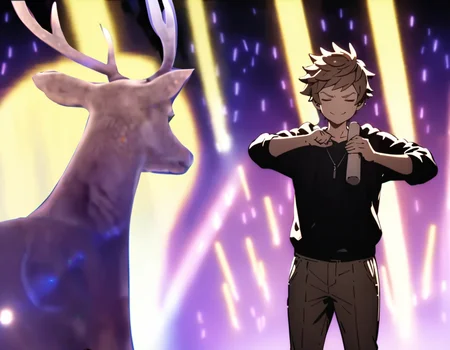 masterpiece, best quality, ultra detailed, highres,4k,(ultra-detailed:1.4) (illustration:0.5), (ray tracing,:0.8),(anime colored:0.7),(ai-generated:0.5),
1boy,solo,
gran \(granblue fantasy\), granblue fantasy,
<lora:shikanokonokonokokoshitantanXL1:1>,shikanokonokonokokoshitantan,
>:),closed eyes,
casual wear, deer, glowstick, skirt,holding stick,dancing,crowd,