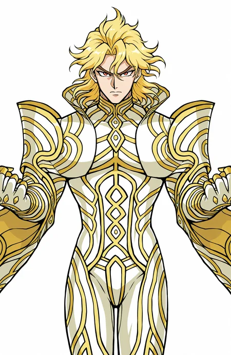 zanza_outfit, 
dio brando,
straight-on,
1boy, solo,
dynamic pose,
fighting stance, 
anime style,
simple background,
<lora:[Char - IL] Xenoblade - Zanza [+Clothes] (R1E14):1>