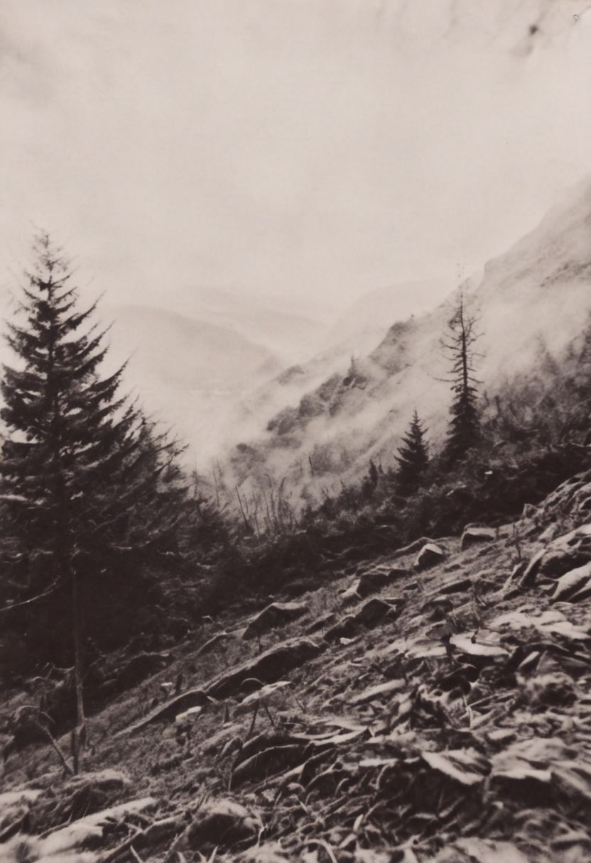 AgfaBroviraSpeedBS310RC2, instagram photo, a foggy mountain, hard shadows, film grain
