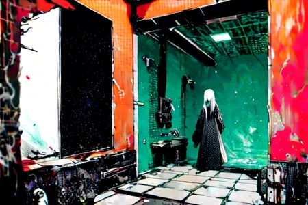 highly insanely detailed, masterpiece, top quality, best quality, highres, 4k, 8k, RAW photo, (very aesthetic, beautiful and aesthetic),
tsutomu nihei,nihei_tsutomu,blame!,blame gakuen!,abara,TNstyle,sidonia_no_kishi,(space,spacecraft),machinery,air conditioner,clouds,letterboxed,dark sky,black sky,concrete walls,metal walls,walkway,tentacles,gauna,gauna mech,fence,bones,lantern,star \(sky\),starry sky,wire,dome,bridge,buildings,ventilation fan,ventilation shaft,toha heavy industries,light particles,drainpipe,
<lora:blamev2:0.8>,
(1girl:1.3),
solo focus,
a sink with bath with bathroom,handrails,toilet,window,soap,tile wall,tiles,tile floor,chitin a sink,chitin bathroom,chitin handrails,chitin faucet,chitin toilet,chitin,(chitin theme:1.2),(rough jagged texture:1.3),glow,jade,green glow,camo background,pastel orange background,(bold color background,dripping colors background,colored confetti background),âââ