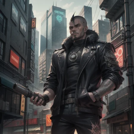 city, cyberpunk, fantasy punk, asian punk, steam punk, Highly detailed and finely crafted with crazy details, The man is destroying city