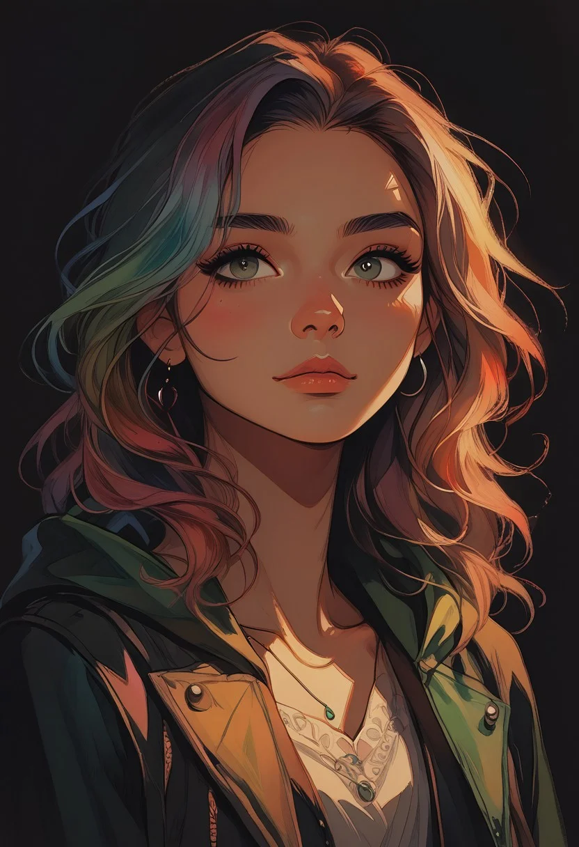 score_9, score_8_up, score_7_up, score_6_up, aesthetic, s1_dram, ncpy13 style, pastels drawing, deep black background, rogue girl, kawai girl, hooded cloak, mysterious, cute, armor, dark fantasy setting, upperbody portrait, elegant, intricate details, watercolor