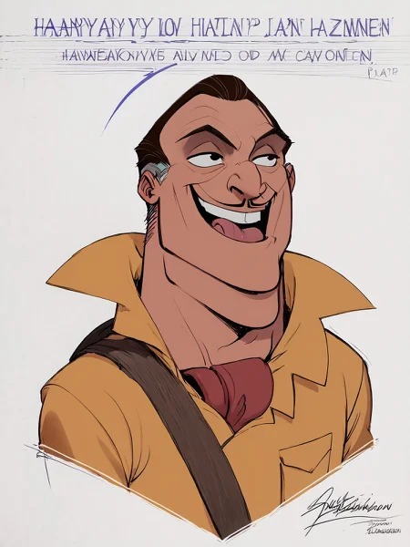 <solo:1.5>,
<1boy:1.5>,
clayton_tarzan, clayton_hunter, human, male, 1boy, male focus, solo, upper body, shirt, parody, meme, colored skin, short hair,
<white background:1.5>,
<simple background:1.5>, 
<lora:Clayton_Tarzan:1.25> clayton_tarzan, <lora:LineArt Mono Style LoRA_Pony XL v6:1>, happy,
smile,
teeth,
tongue