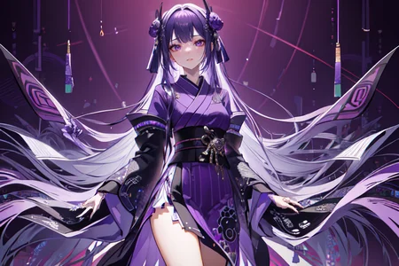highly insanely detailed, masterpiece, top quality, best quality, highres, 4k, 8k, RAW photo, (very aesthetic, beautiful and aesthetic),
(code_style,codestyle),japanese text,(sympattern,geometric pattern),
<lora:CodeStyle (half generic class)_564920:0.5>,
(1girl:1.3), 1other,
(pure purple background,transparent background:1.2),âââ