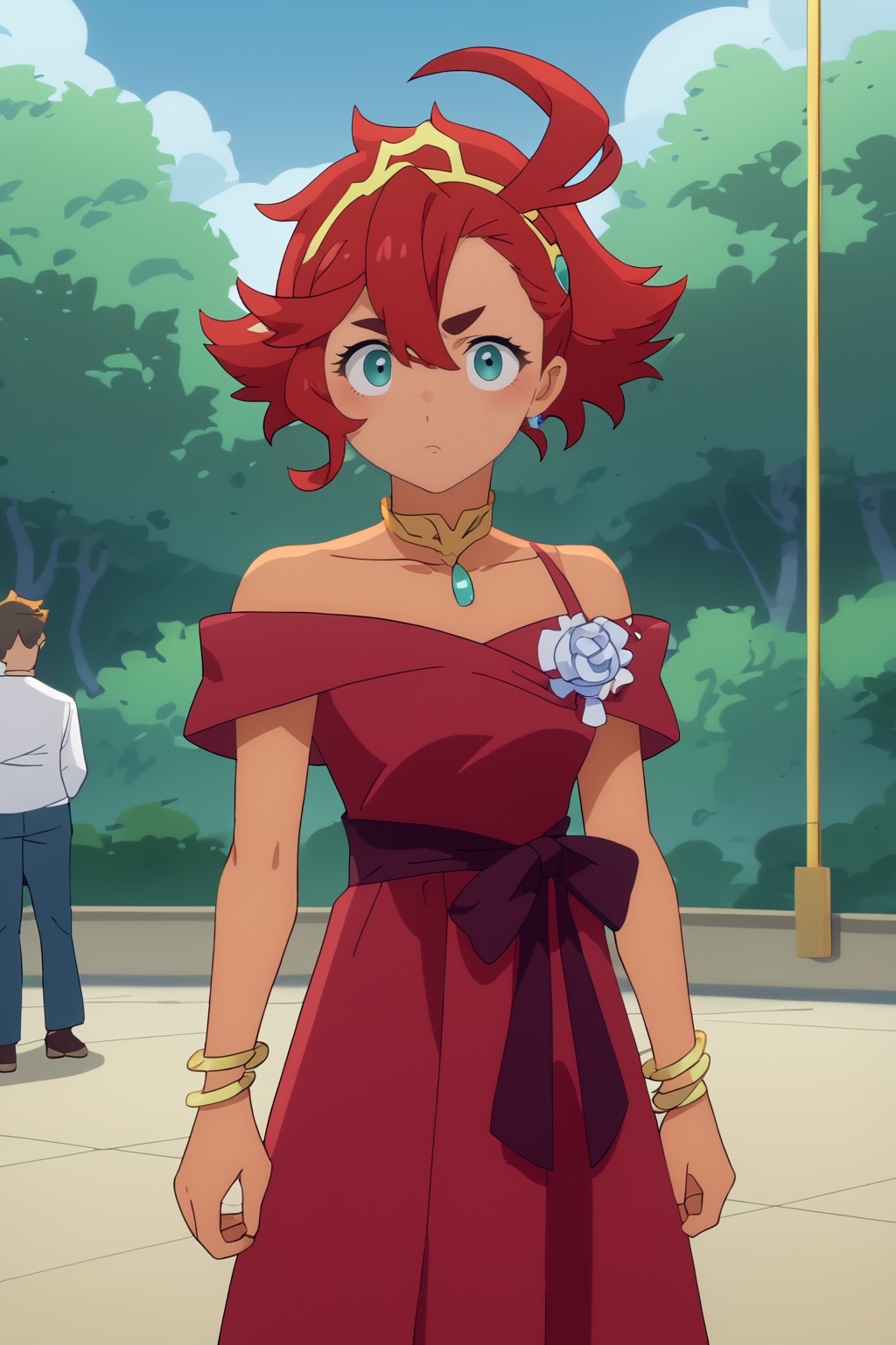 score_8_up, anime screencap, flat colors, Suletta Mercury, red dress <lora:COMMISSION_Gundam-Suletta_Mercury-PDXL:0.8>